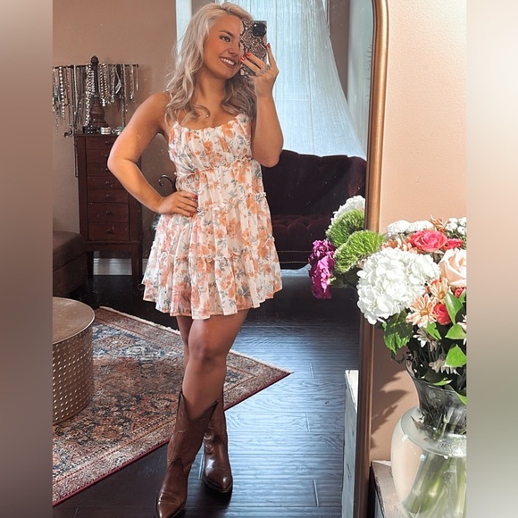 Flower Print Mini Dress - Picture 1 of 3
